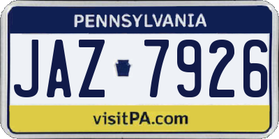 PA license plate JAZ7926