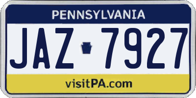 PA license plate JAZ7927