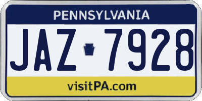 PA license plate JAZ7928