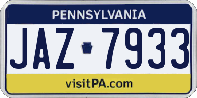 PA license plate JAZ7933