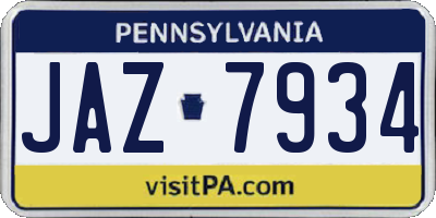 PA license plate JAZ7934