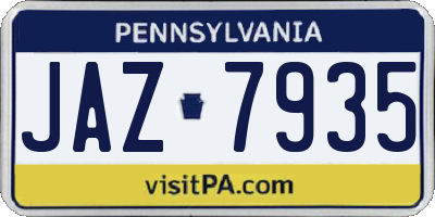 PA license plate JAZ7935