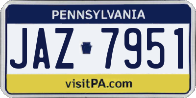 PA license plate JAZ7951