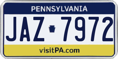 PA license plate JAZ7972