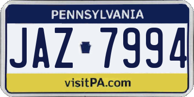 PA license plate JAZ7994