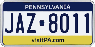 PA license plate JAZ8011