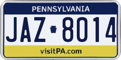 PA license plate JAZ8014