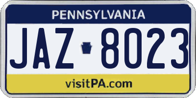 PA license plate JAZ8023