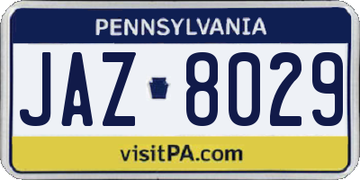 PA license plate JAZ8029