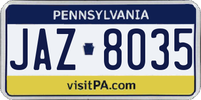 PA license plate JAZ8035