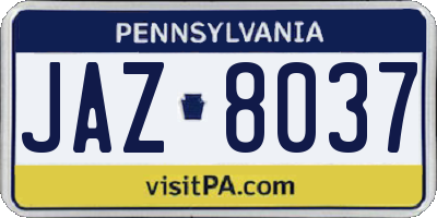 PA license plate JAZ8037