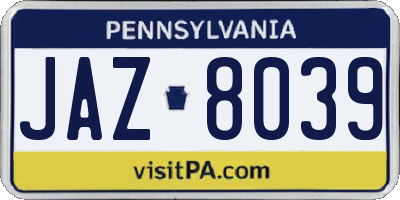 PA license plate JAZ8039