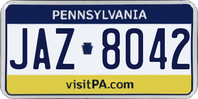 PA license plate JAZ8042