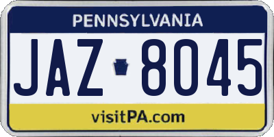 PA license plate JAZ8045