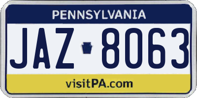 PA license plate JAZ8063