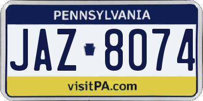 PA license plate JAZ8074