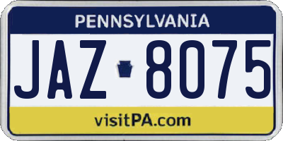 PA license plate JAZ8075