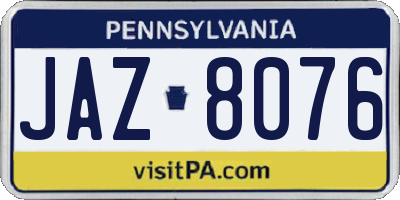 PA license plate JAZ8076