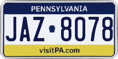 PA license plate JAZ8078