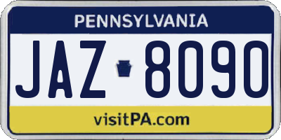 PA license plate JAZ8090