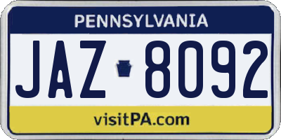 PA license plate JAZ8092