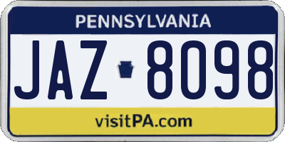 PA license plate JAZ8098