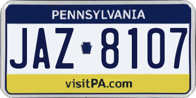 PA license plate JAZ8107