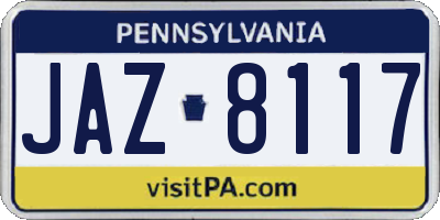 PA license plate JAZ8117