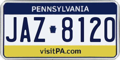 PA license plate JAZ8120