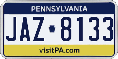 PA license plate JAZ8133