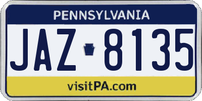 PA license plate JAZ8135