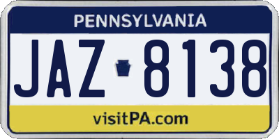 PA license plate JAZ8138