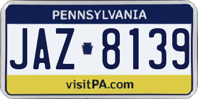 PA license plate JAZ8139