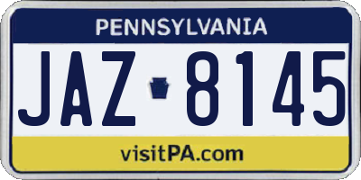 PA license plate JAZ8145