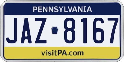 PA license plate JAZ8167