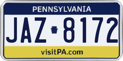PA license plate JAZ8172