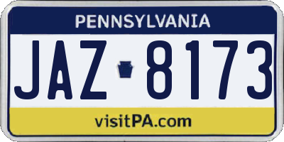 PA license plate JAZ8173