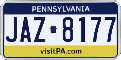 PA license plate JAZ8177
