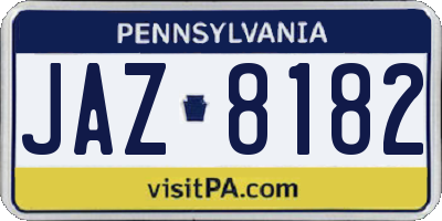 PA license plate JAZ8182