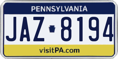PA license plate JAZ8194