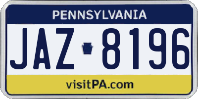 PA license plate JAZ8196