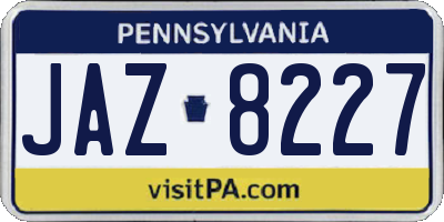 PA license plate JAZ8227