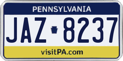 PA license plate JAZ8237