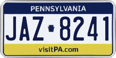 PA license plate JAZ8241