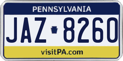 PA license plate JAZ8260