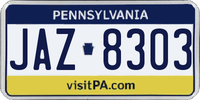 PA license plate JAZ8303