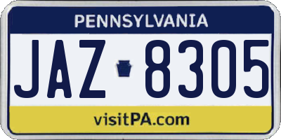 PA license plate JAZ8305