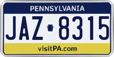 PA license plate JAZ8315