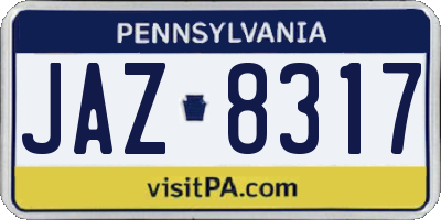 PA license plate JAZ8317