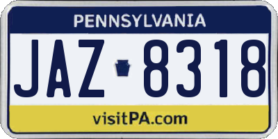 PA license plate JAZ8318